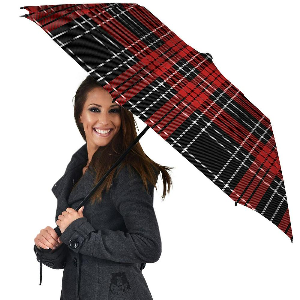 Christmas Red Plaid Scottish Umbrella, Christmas Umbrella, Xmas Umbrella