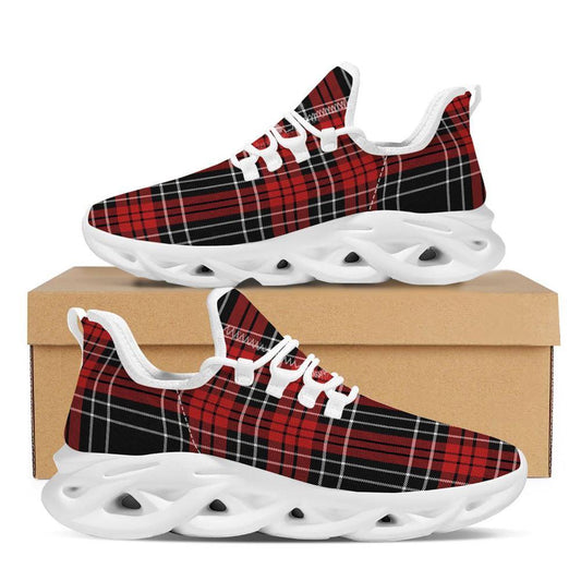 Christmas Red Plaid Scottish White Max Soul Shoes, Christmas Sneakers, Christmas Shoes, Christmas Clunky Sneaker