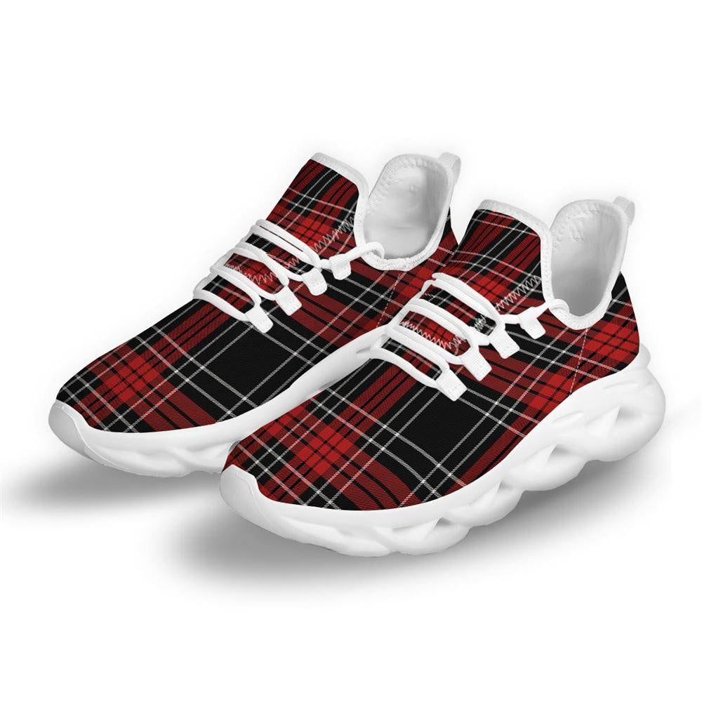 Christmas Red Plaid Scottish White Max Soul Shoes, Christmas Sneakers, Christmas Shoes, Christmas Clunky Sneaker