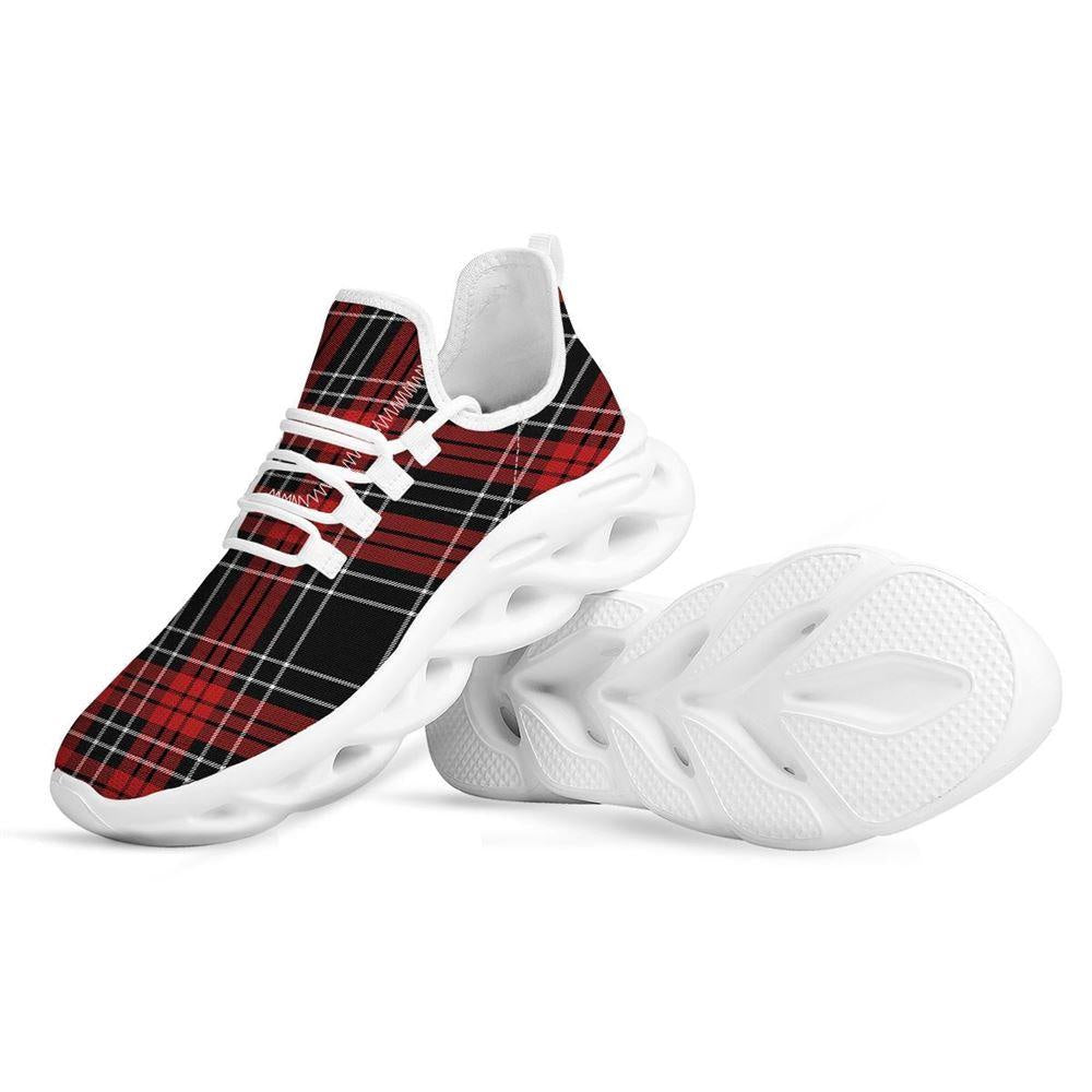 Christmas Red Plaid Scottish White Max Soul Shoes, Christmas Sneakers, Christmas Shoes, Christmas Clunky Sneaker