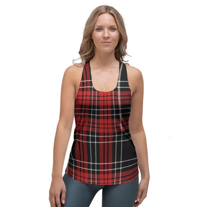 Christmas Red Plaid Scottish Women's Racerback Tank Top, Christmas Tank Top, Women Christmas Clothing