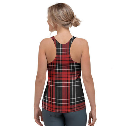 Christmas Red Plaid Scottish Women's Racerback Tank Top, Christmas Tank Top, Women Christmas Clothing
