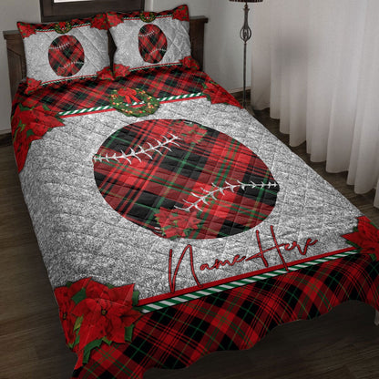 Christmas Red Plaid Softballmas Holiday Bedding Set, Christmas Beddings, Xmas Bedding Sets