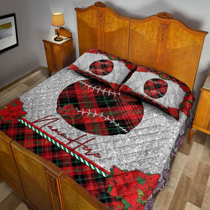 Christmas Red Plaid Softballmas Holiday Bedding Set, Christmas Beddings, Xmas Bedding Sets