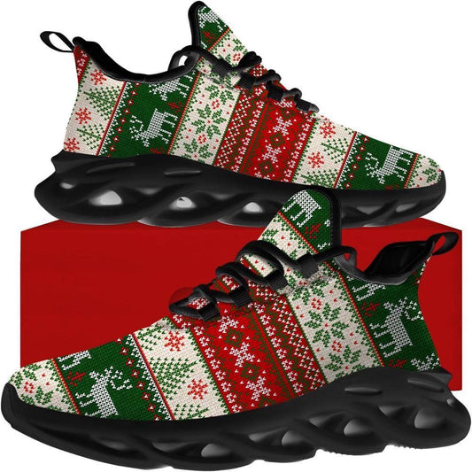 Christmas Reindeer Pattern Max Soul Shoes, Christmas Sneakers, Christmas Shoes, Christmas Clunky Sneaker