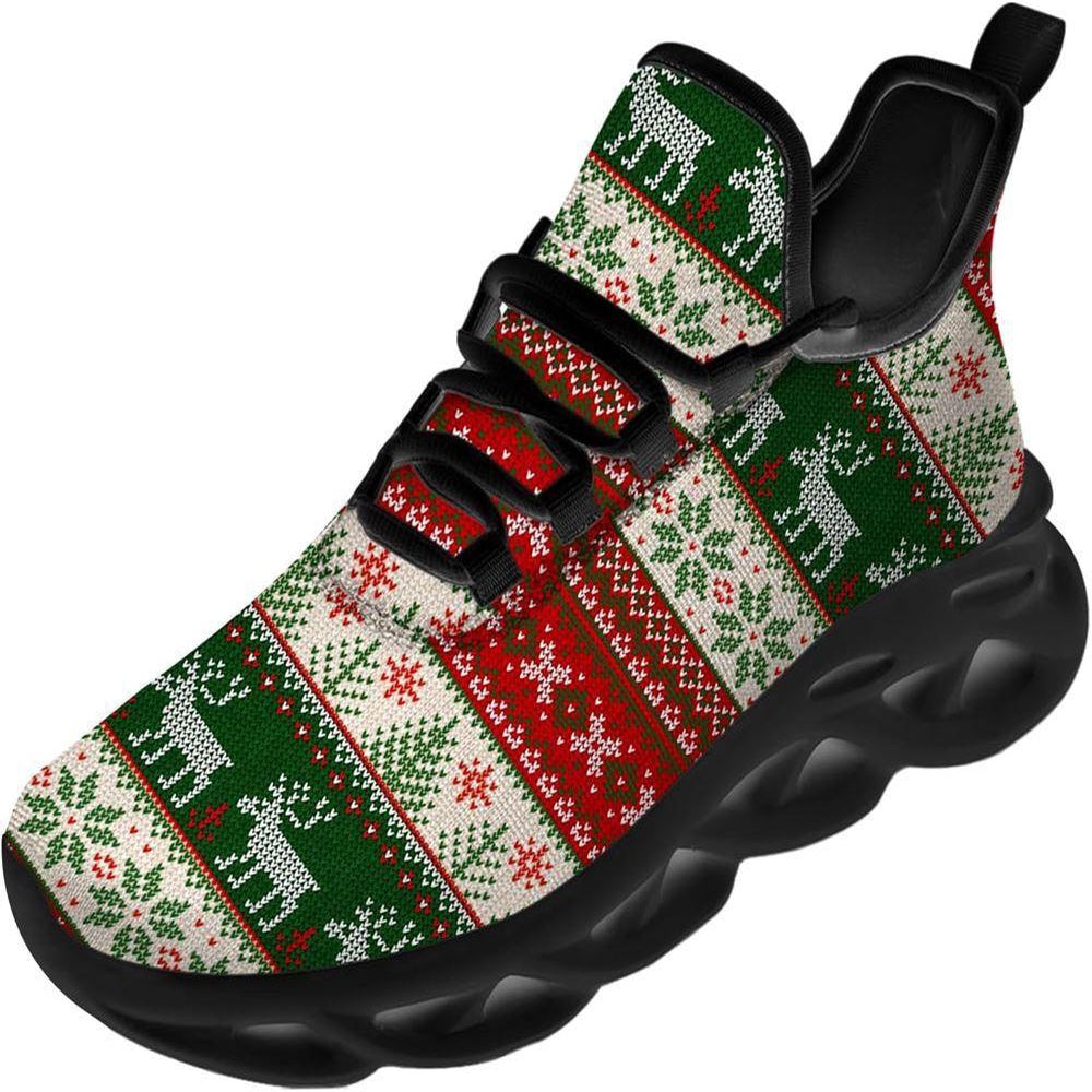 Christmas Reindeer Pattern Max Soul Shoes, Christmas Sneakers, Christmas Shoes, Christmas Clunky Sneaker