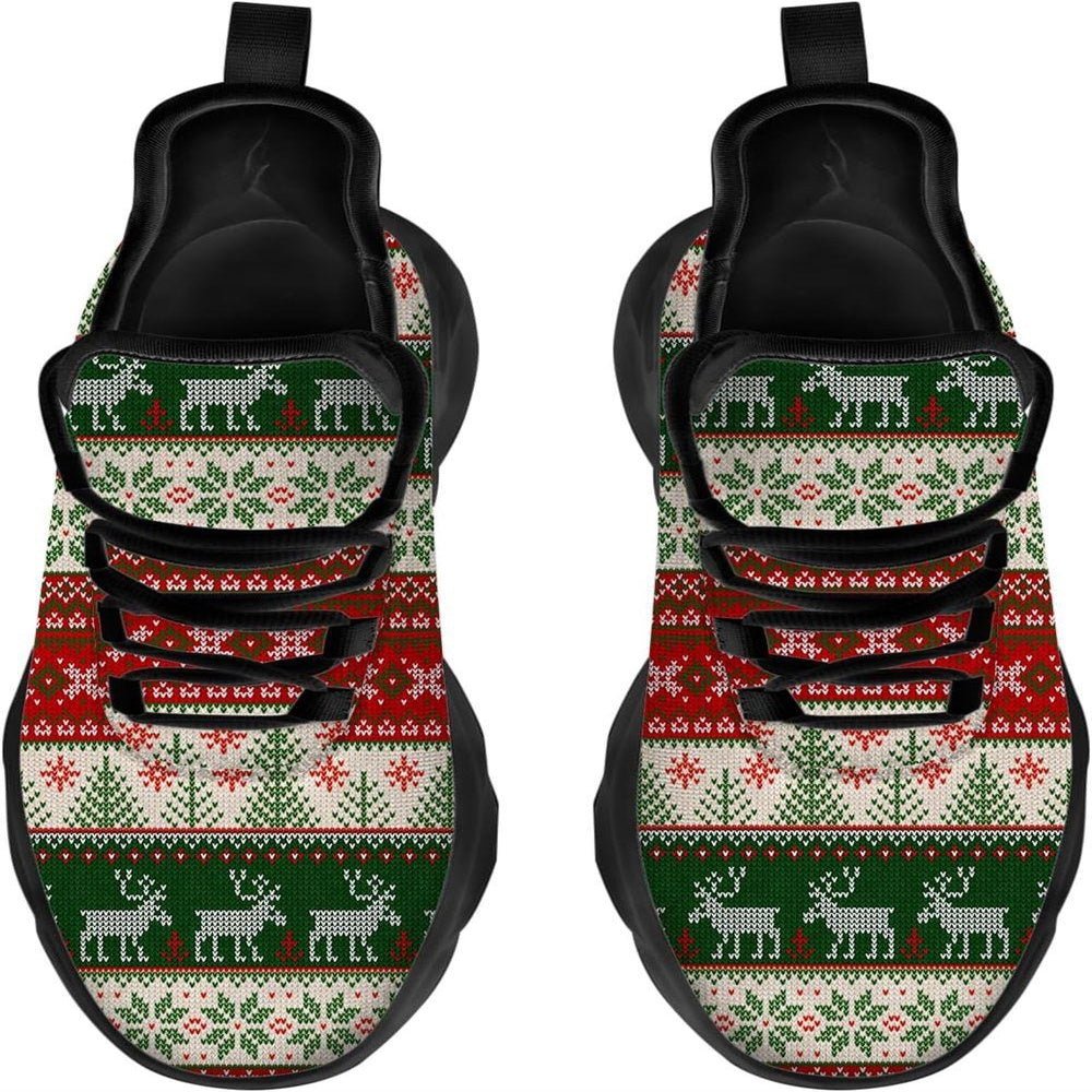 Christmas Reindeer Pattern Max Soul Shoes, Christmas Sneakers, Christmas Shoes, Christmas Clunky Sneaker