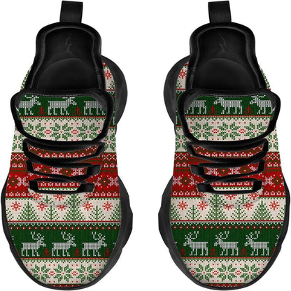 Christmas Reindeer Pattern Max Soul Shoes, Christmas Sneakers, Christmas Shoes, Christmas Clunky Sneaker