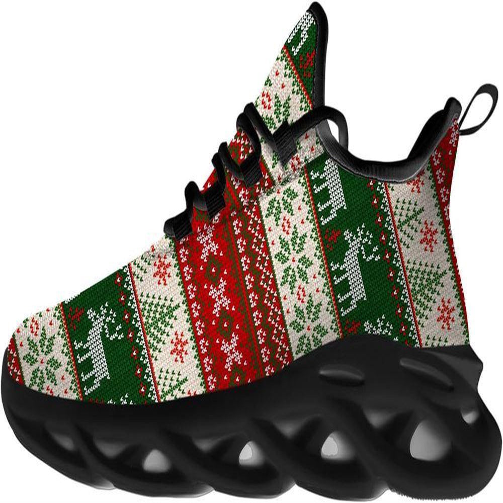 Christmas Reindeer Pattern Max Soul Shoes, Christmas Sneakers, Christmas Shoes, Christmas Clunky Sneaker