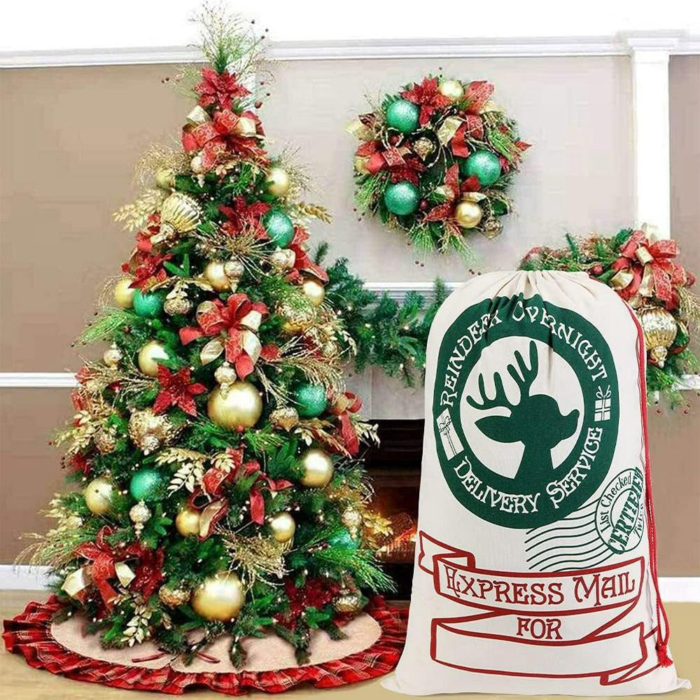 Christmas Sack, Christmas Green Reindeer Sacks, Christmas Santa Sacks, Christmas Bag, Christmas Gift