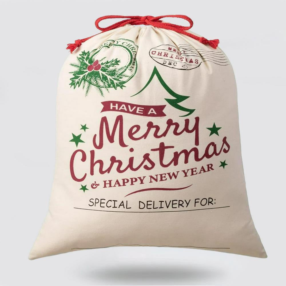 Christmas Sack, Have A Christmas Happy New Year Sacks, Christmas Santa Sacks, Christmas Bag, Christmas Gift