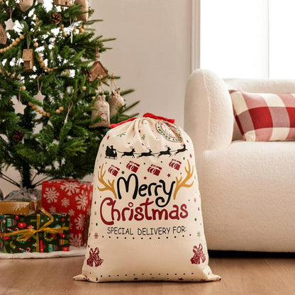 Christmas Sack, Merry Christmas Logo Santa Print Sack, Christmas Santa Sacks, Christmas Bag, Christmas Gift