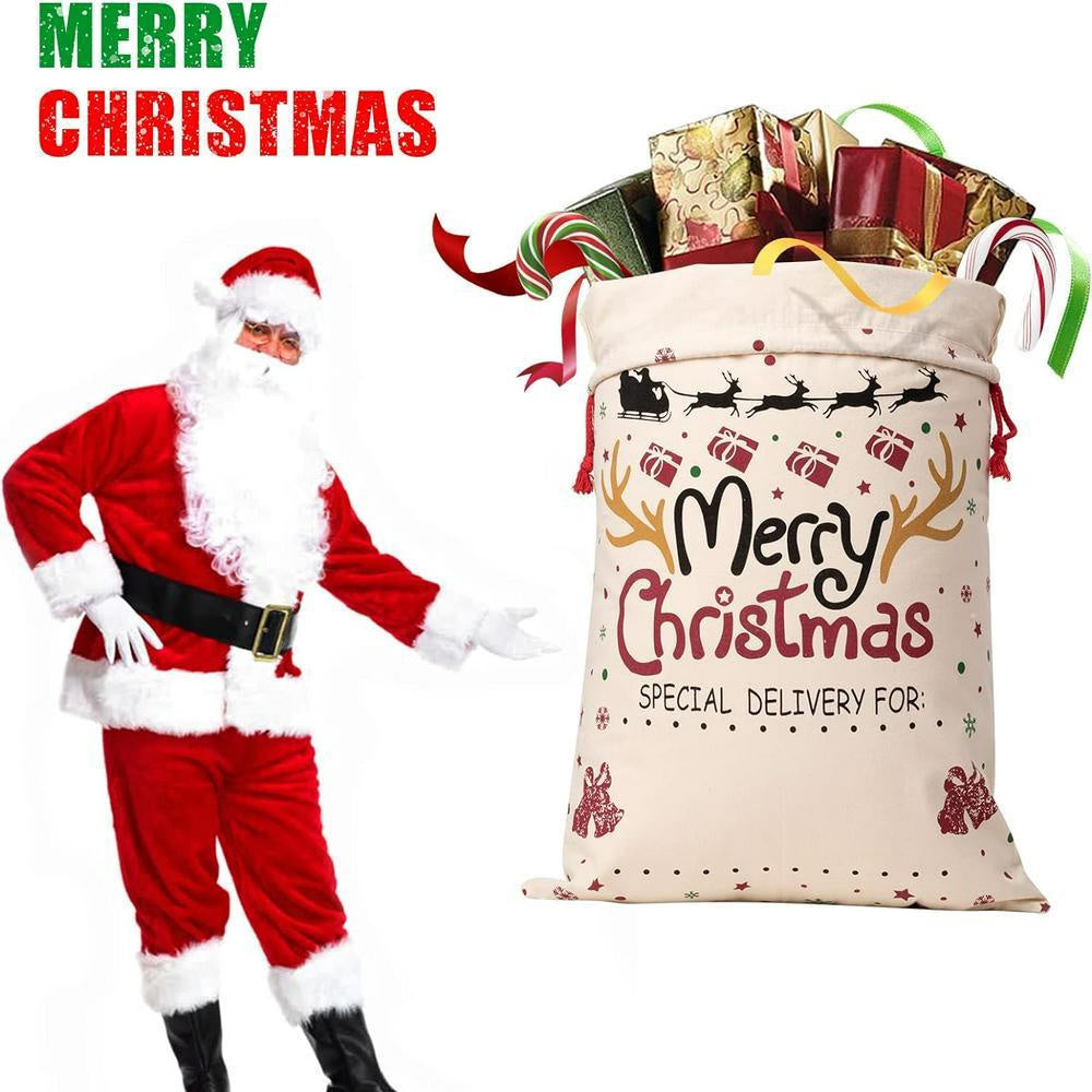 Christmas Sack, Merry Christmas Logo Santa Print Sack, Christmas Santa Sacks, Christmas Bag, Christmas Gift