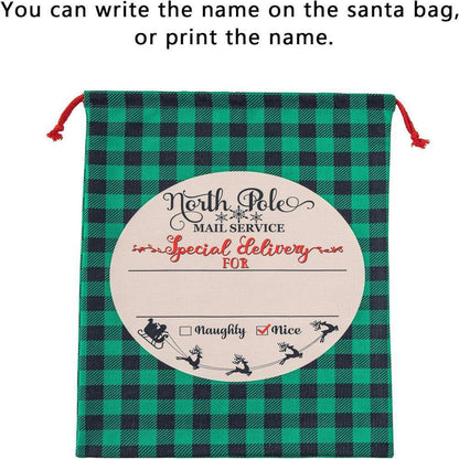 Christmas Sack, North Pole Blue Caro Christmas Sack, Christmas Santa Sacks, Christmas Bag, Christmas Gift