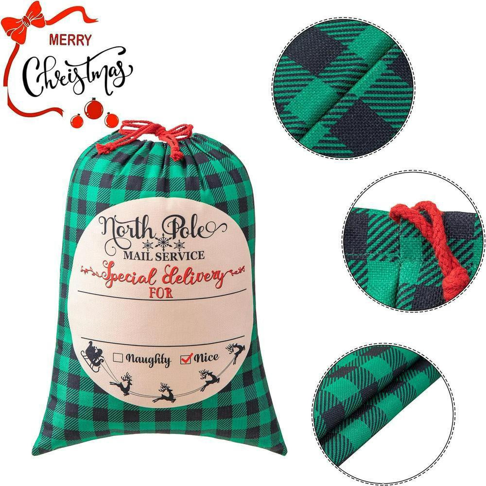 Christmas Sack, North Pole Blue Caro Christmas Sack, Christmas Santa Sacks, Christmas Bag, Christmas Gift