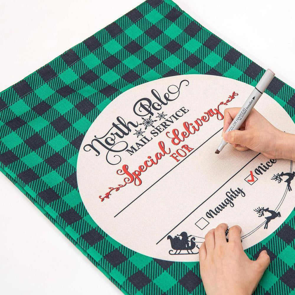 Christmas Sack, North Pole Blue Caro Christmas Sack, Christmas Santa Sacks, Christmas Bag, Christmas Gift