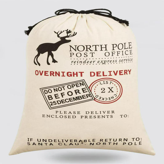 Christmas Sack, North Pole Christmas Reindeer Print Sacks, Christmas Santa Sacks, Christmas Bag, Christmas Gift