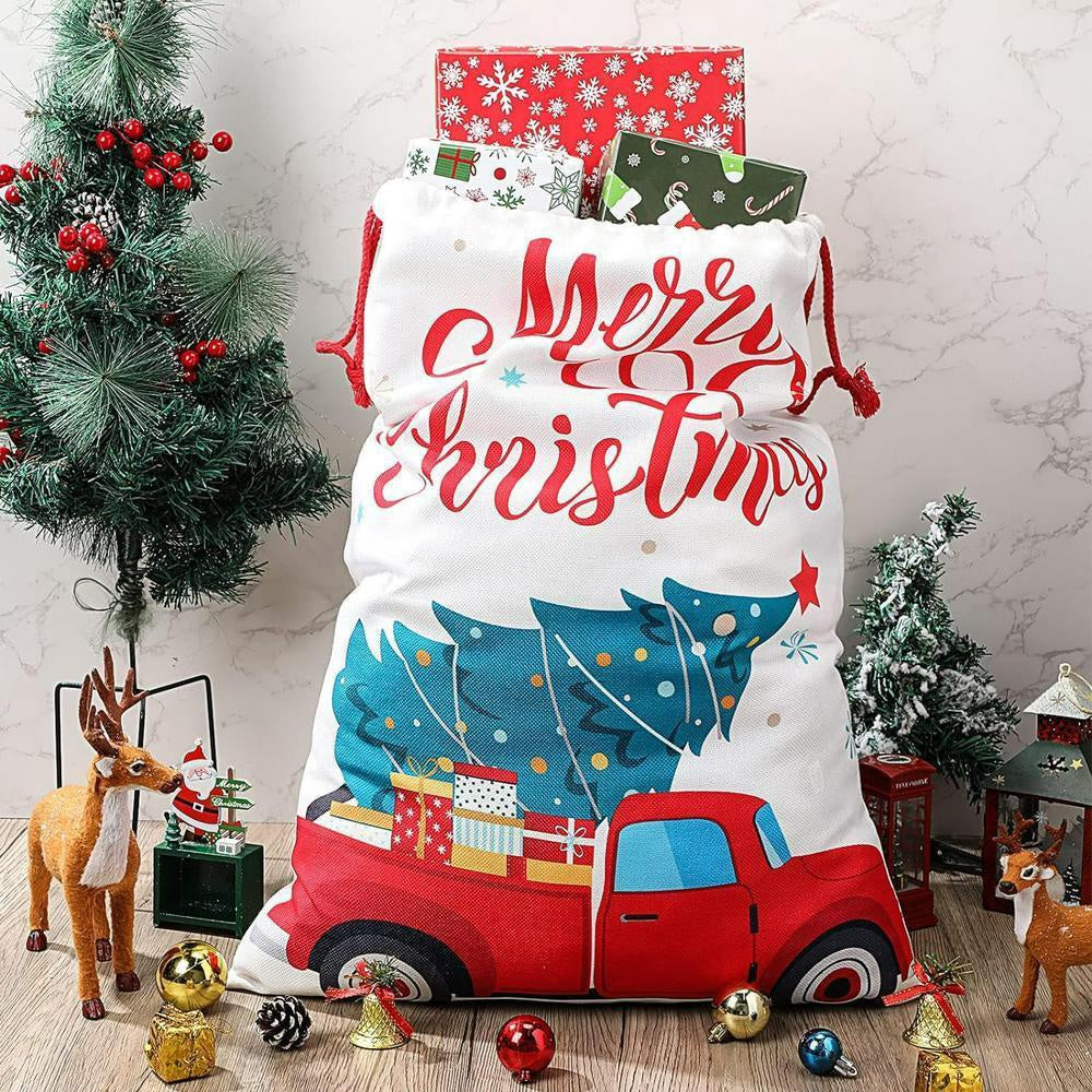 Christmas Sack, Red Car With Tree Christmas Sacks, Christmas Santa Sacks, Christmas Bag, Christmas Gift