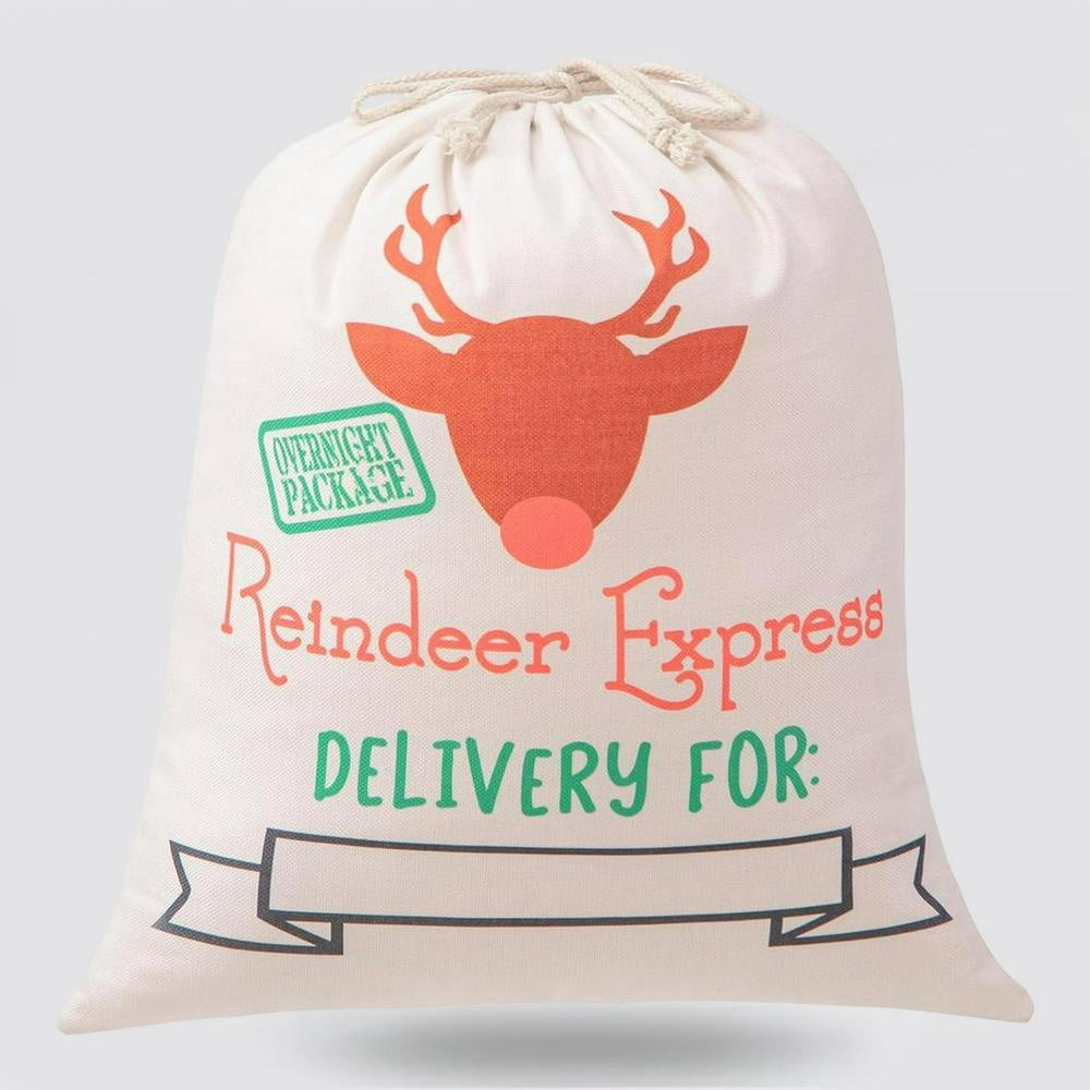Christmas Sack, Reindeer Express Print Christmas Sack, Christmas Santa Sacks, Christmas Bag, Christmas Gift