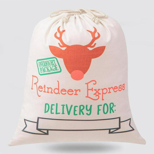Christmas Sack, Reindeer Express Print Christmas Sack, Christmas Santa Sacks, Christmas Bag, Christmas Gift