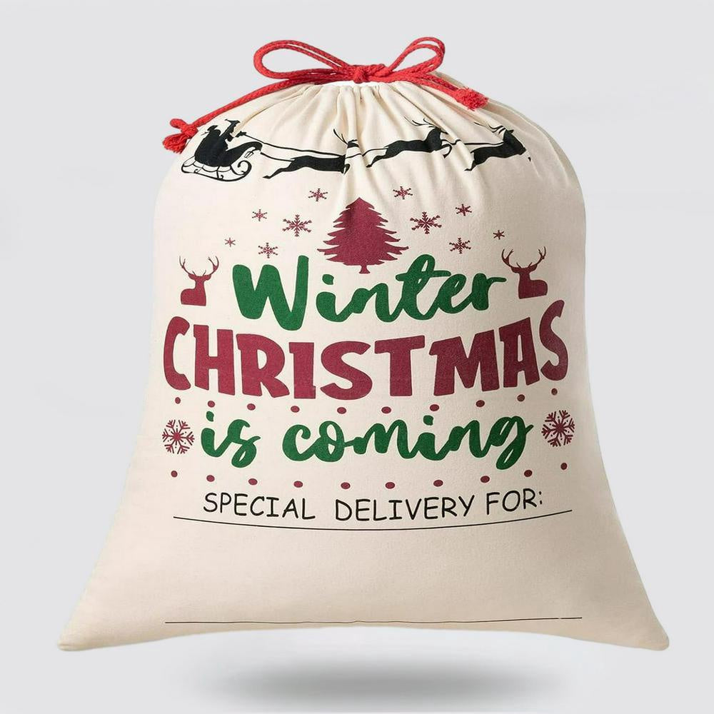 Christmas Sack, Winter Christmas Is Coming Sack, Christmas Santa Sacks, Christmas Bag, Christmas Gift