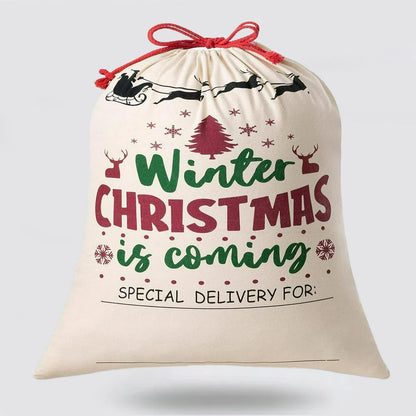 Christmas Sack, Winter Christmas Is Coming Sack, Christmas Santa Sacks, Christmas Bag, Christmas Gift
