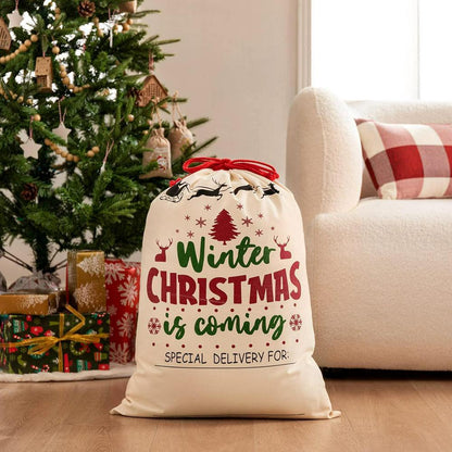 Christmas Sack, Winter Christmas Is Coming Sack, Christmas Santa Sacks, Christmas Bag, Christmas Gift