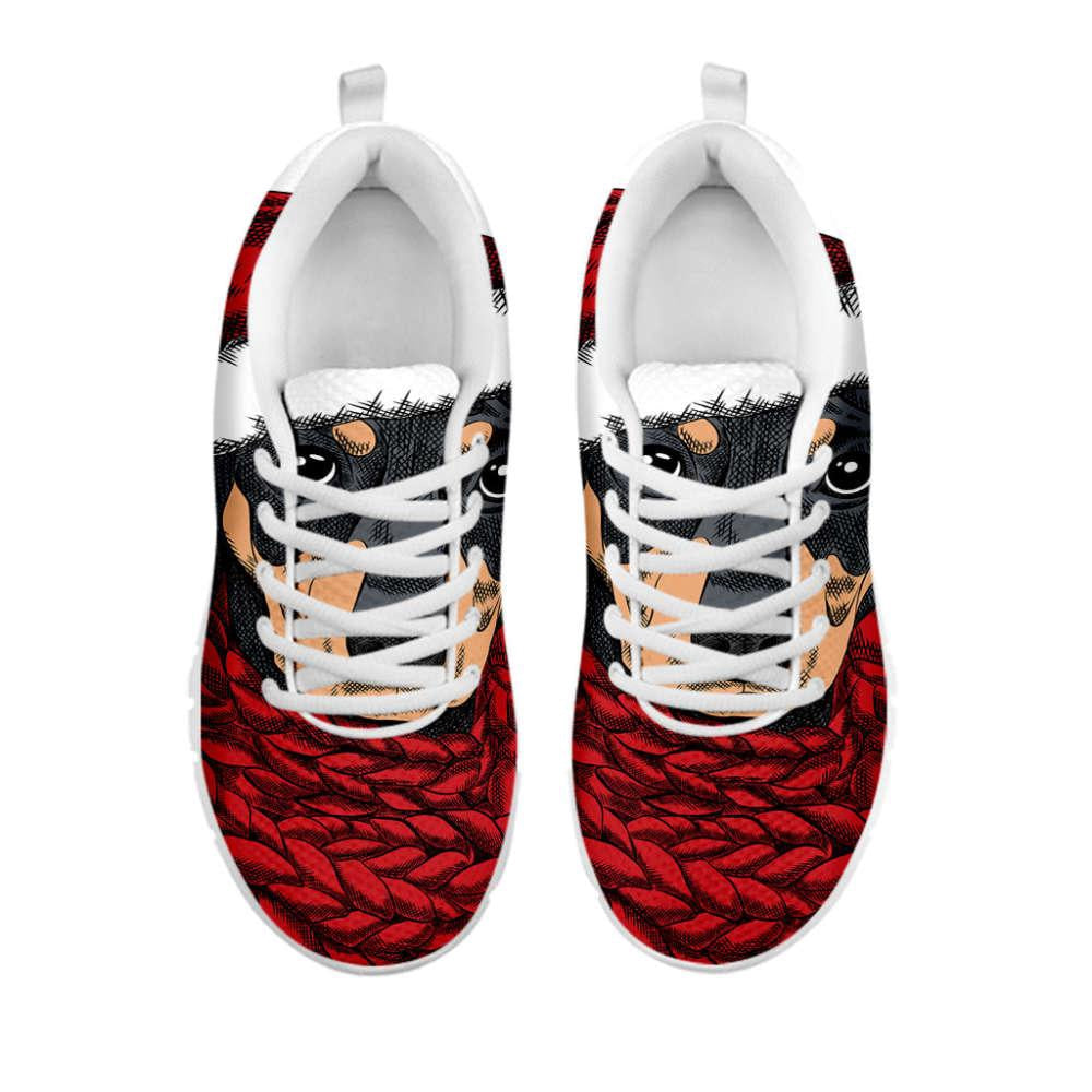 Christmas Santa Dachshund Print Shoes Sneaker, Christmas Shoes, Chistmas Sneaker, Christmas Running Shoes