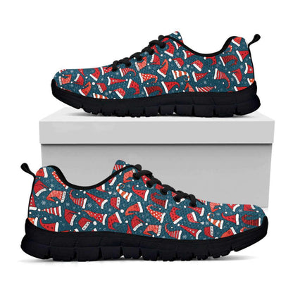 Christmas Santa Hats Pattern Print Shoes Sneaker, Christmas Shoes, Chistmas Sneaker, Christmas Running Shoes