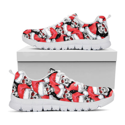 Christmas Santa Skull Pattern Print Shoes Sneaker, Christmas Shoes, Chistmas Sneaker, Christmas Running Shoes