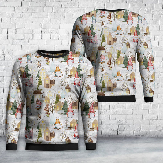 Christmas Seamless Pattern With Cute Gnomes Sweater, Christmas Ugly Sweater, Sweater Xmas, Ugly Sweater