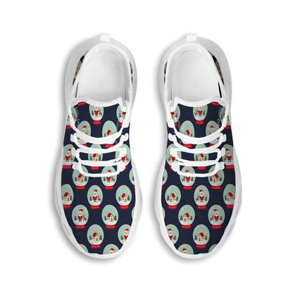 Christmas Snow Globe Print Pattern White Max Soul Shoes, Christmas Sneakers, Christmas Shoes, Christmas Clunky Sneaker