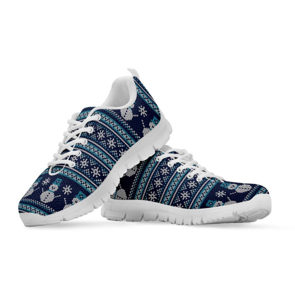 Christmas Snowman Knitted Pattern Print Shoes Sneaker, Christmas Shoes, Chistmas Sneaker, Christmas Running Shoes