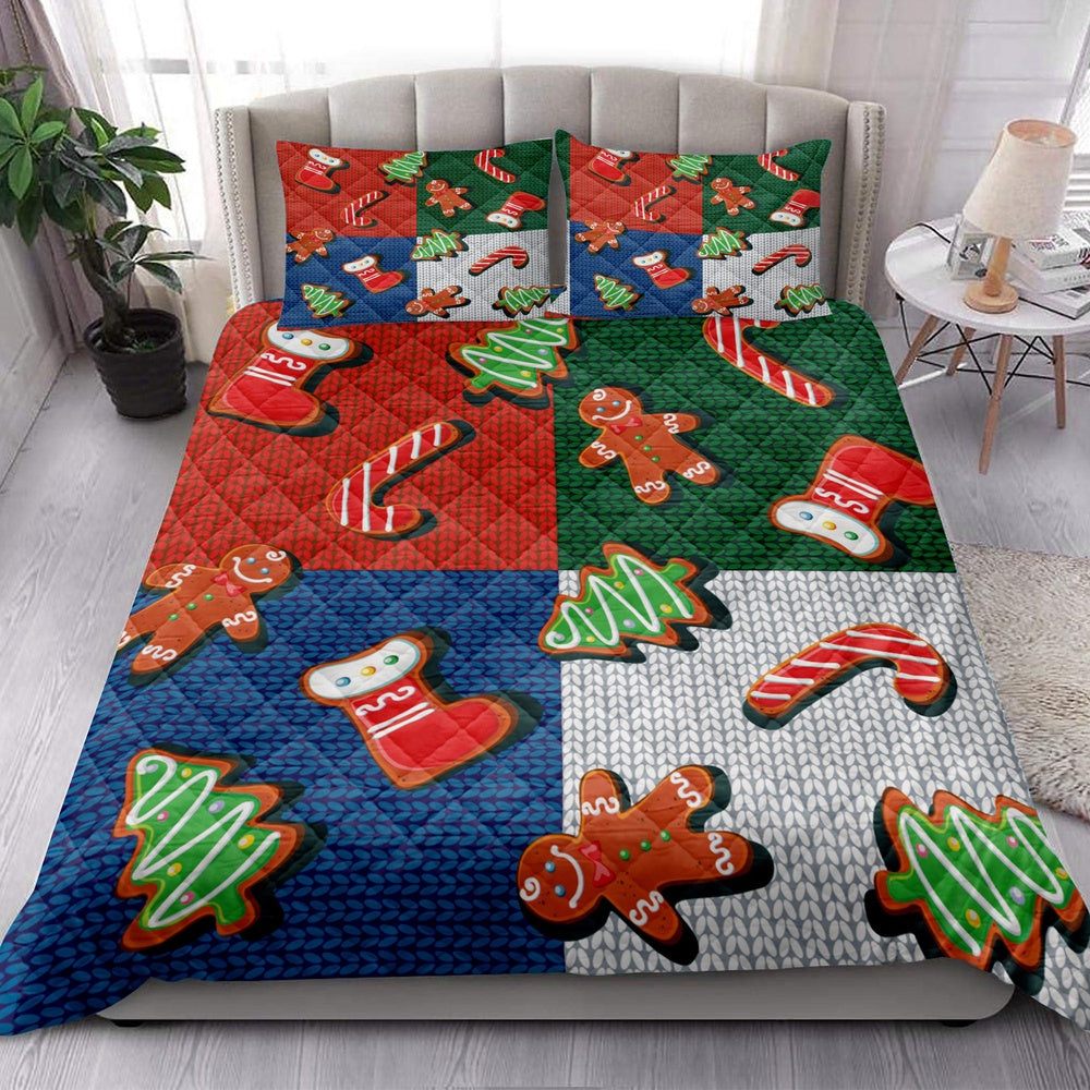 Christmas Stocking Gingerbread Candymasmas Bedding Set, Christmas Beddings, Xmas Bedding Sets