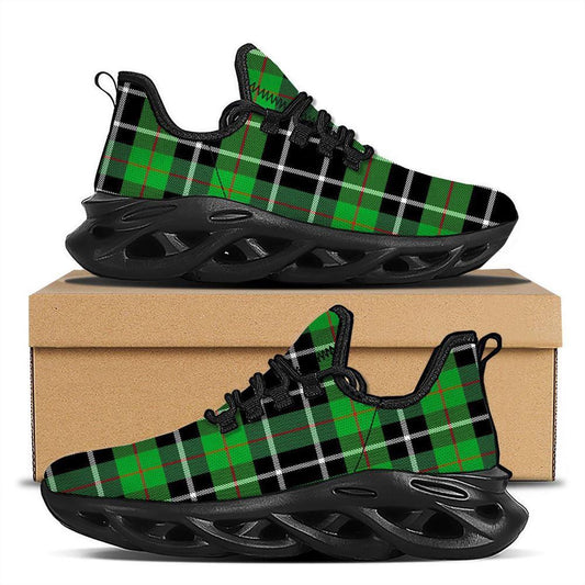 Christmas Tartan Green Plaid Scottish Black Max Soul Shoes, Christmas Sneakers, Christmas Shoes, Christmas Clunky Sneaker