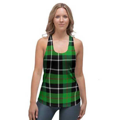 Christmas Tartan Green Plaid Scottish Women's Racerback Tank Top, Christmas Tank Top, Women Christmas Clothing