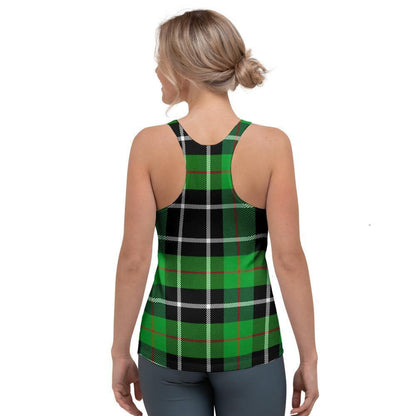 Christmas Tartan Green Plaid Scottish Women's Racerback Tank Top, Christmas Tank Top, Women Christmas Clothing
