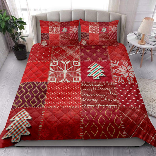 Christmas Textile Quilting Red Plaid Xmas Holidays Bedding Set, Christmas Beddings, Xmas Bedding Sets