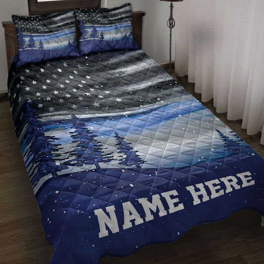 Christmas Thin Blue Line Police Xmas Bedding Set, Christmas Beddings, Xmas Bedding Sets