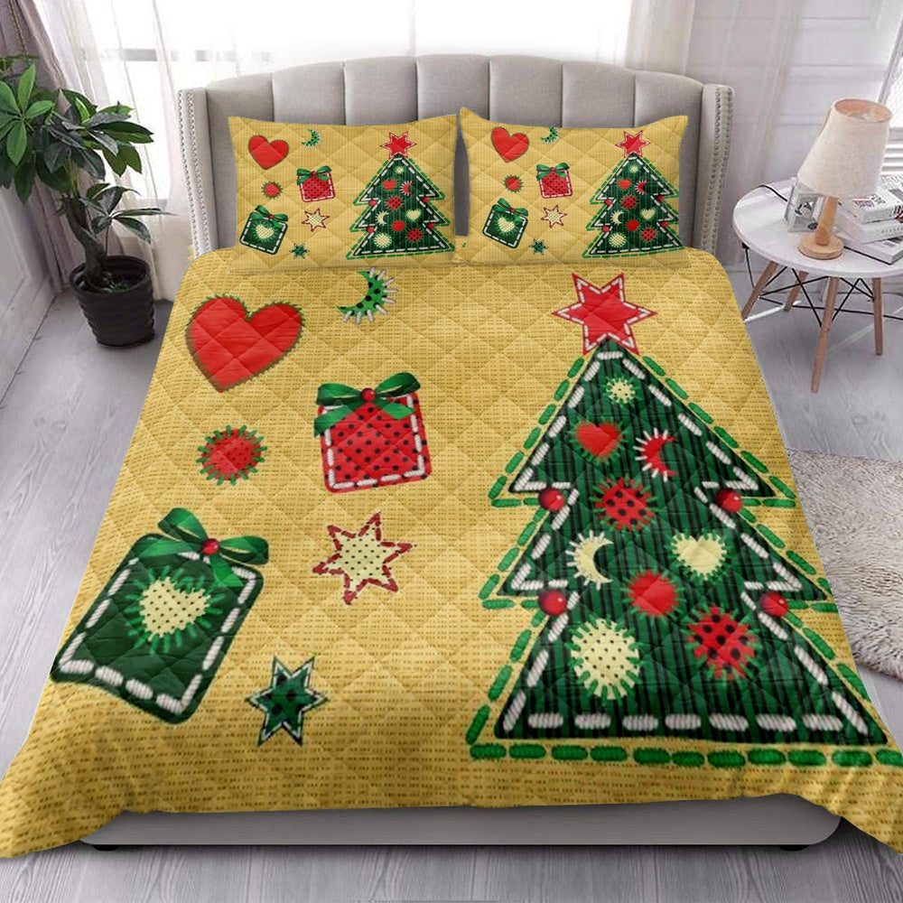 Christmas Tree And Boxes With Starmass Bedding Set, Christmas Beddings, Xmas Bedding Sets