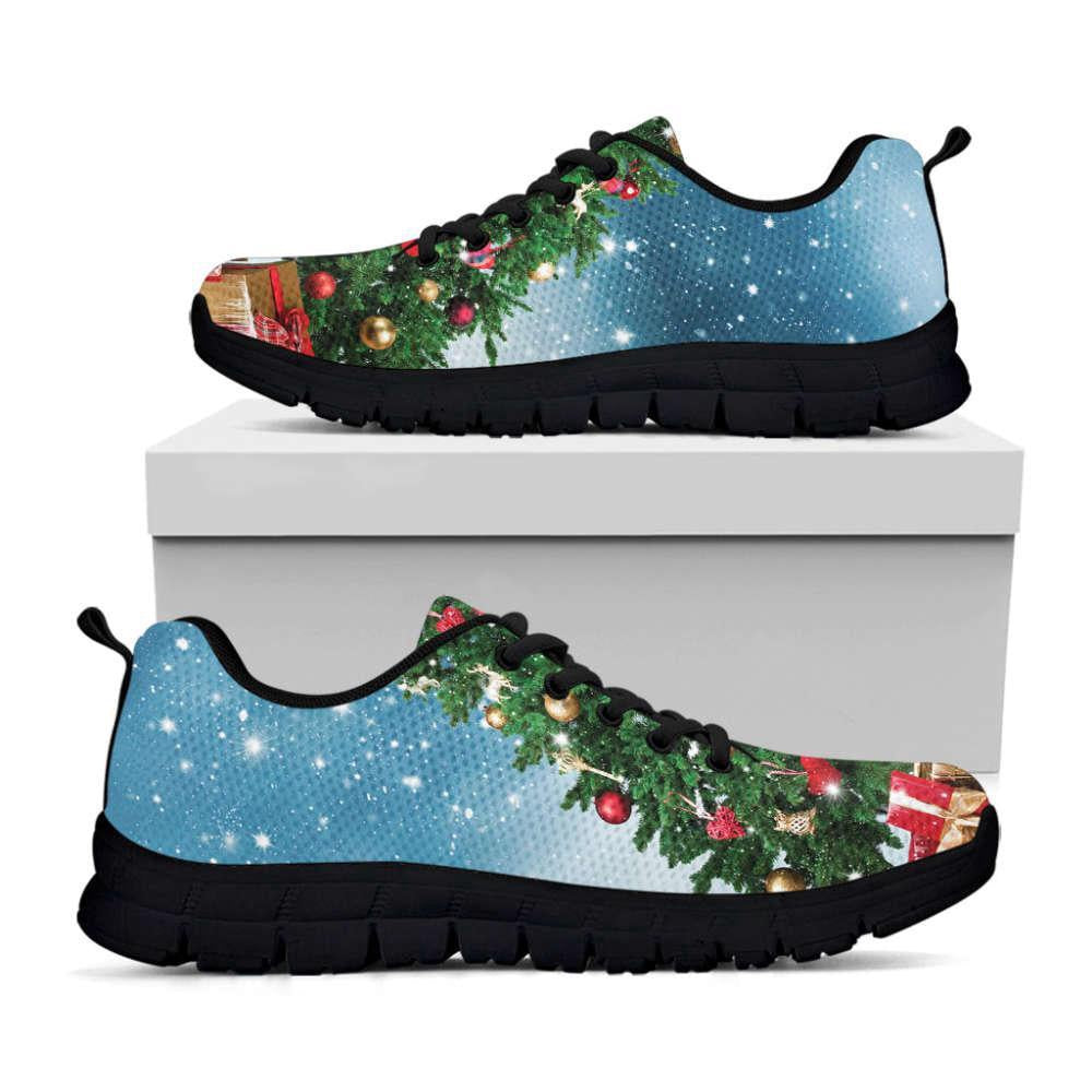 Christmas Tree And Snow Print Shoes Sneaker, Christmas Shoes, Chistmas Sneaker, Christmas Running Shoes