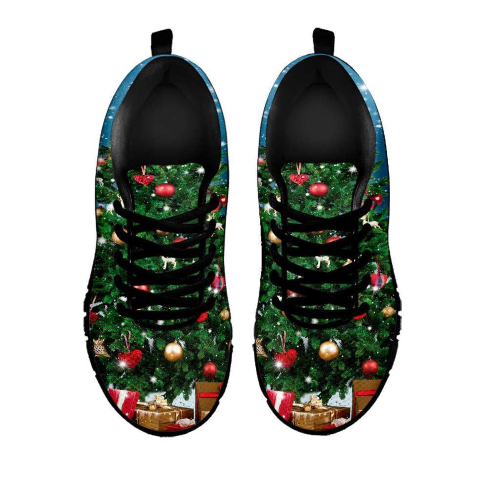 Christmas Tree And Snow Print Shoes Sneaker, Christmas Shoes, Chistmas Sneaker, Christmas Running Shoes