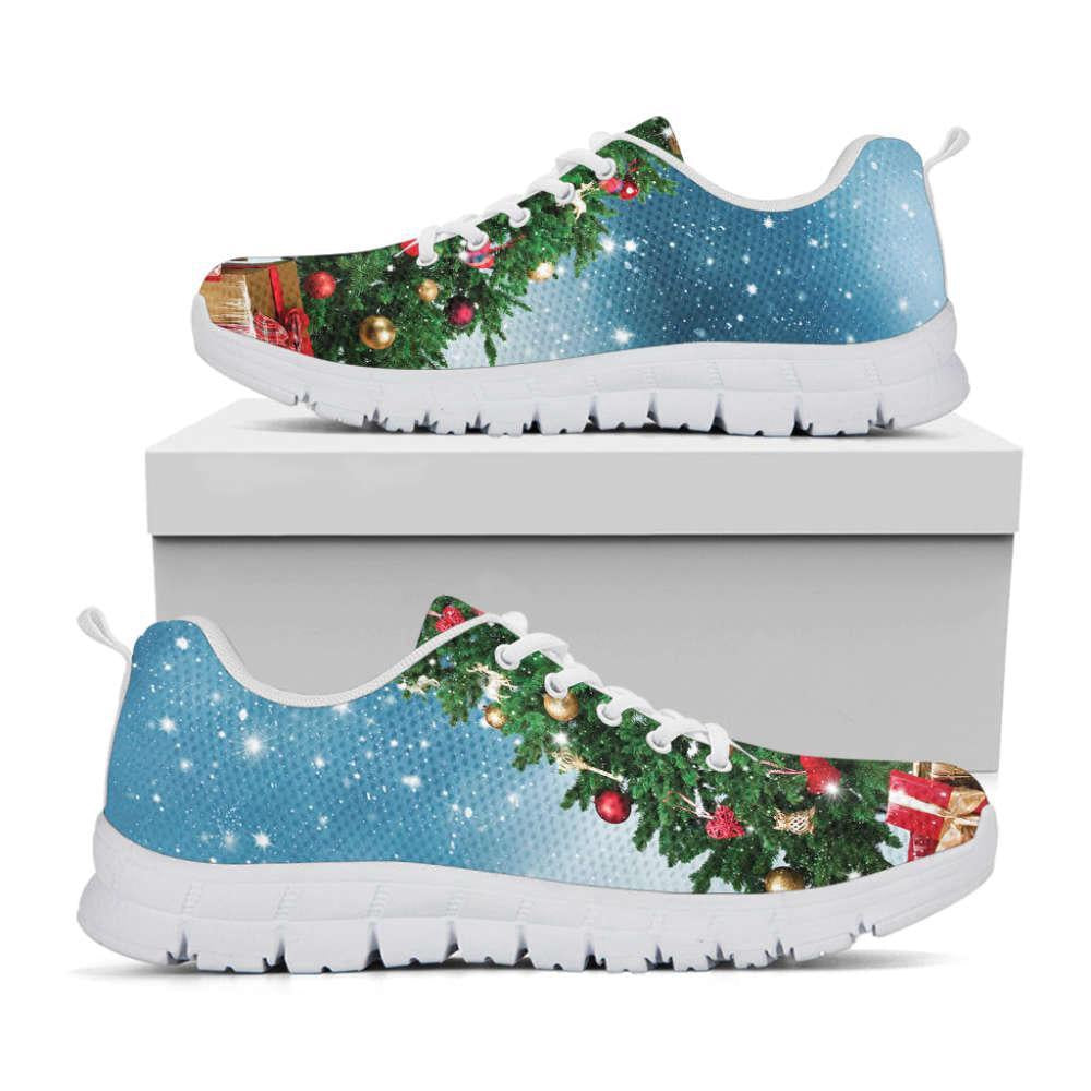 Christmas Tree And Snow Print Shoes Sneaker, Christmas Shoes, Chistmas Sneaker, Christmas Running Shoes