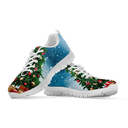 Christmas Tree And Snow Print Shoes Sneaker, Christmas Shoes, Chistmas Sneaker, Christmas Running Shoes