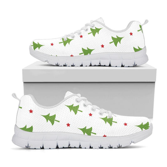 Christmas Tree And Star Pattern Print Shoes Sneaker, Christmas Shoes, Chistmas Sneaker, Christmas Running Shoes