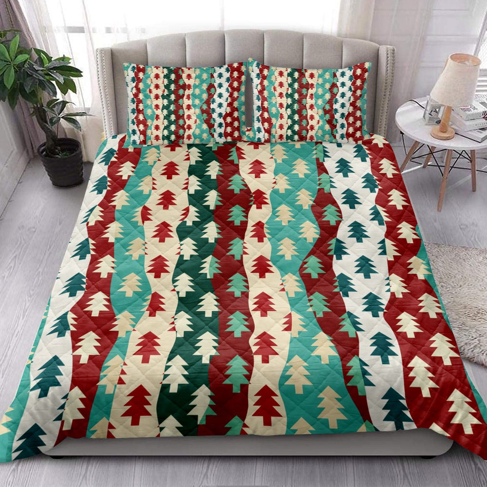 Christmas Tree Coloful Xmas Holidaymass Bedding Set, Christmas Beddings, Xmas Bedding Sets