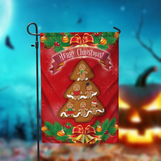 Christmas Tree Gingerbread Man Garden FlagXmas, Garden Flags, Outdoor Xmas Flags, Christmas Outdoor Decor