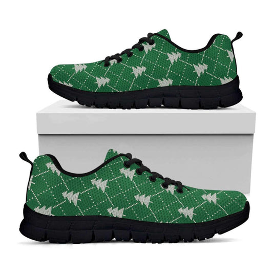 Christmas Tree Knitted Pattern Print Shoes Sneaker, Christmas Shoes, Chistmas Sneaker, Christmas Running Shoes