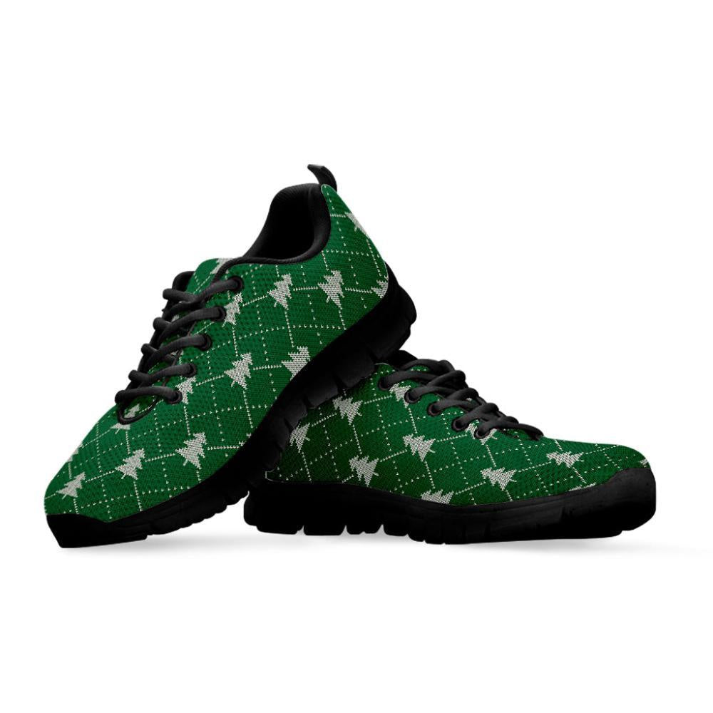 Christmas Tree Knitted Pattern Print Shoes Sneaker, Christmas Shoes, Chistmas Sneaker, Christmas Running Shoes