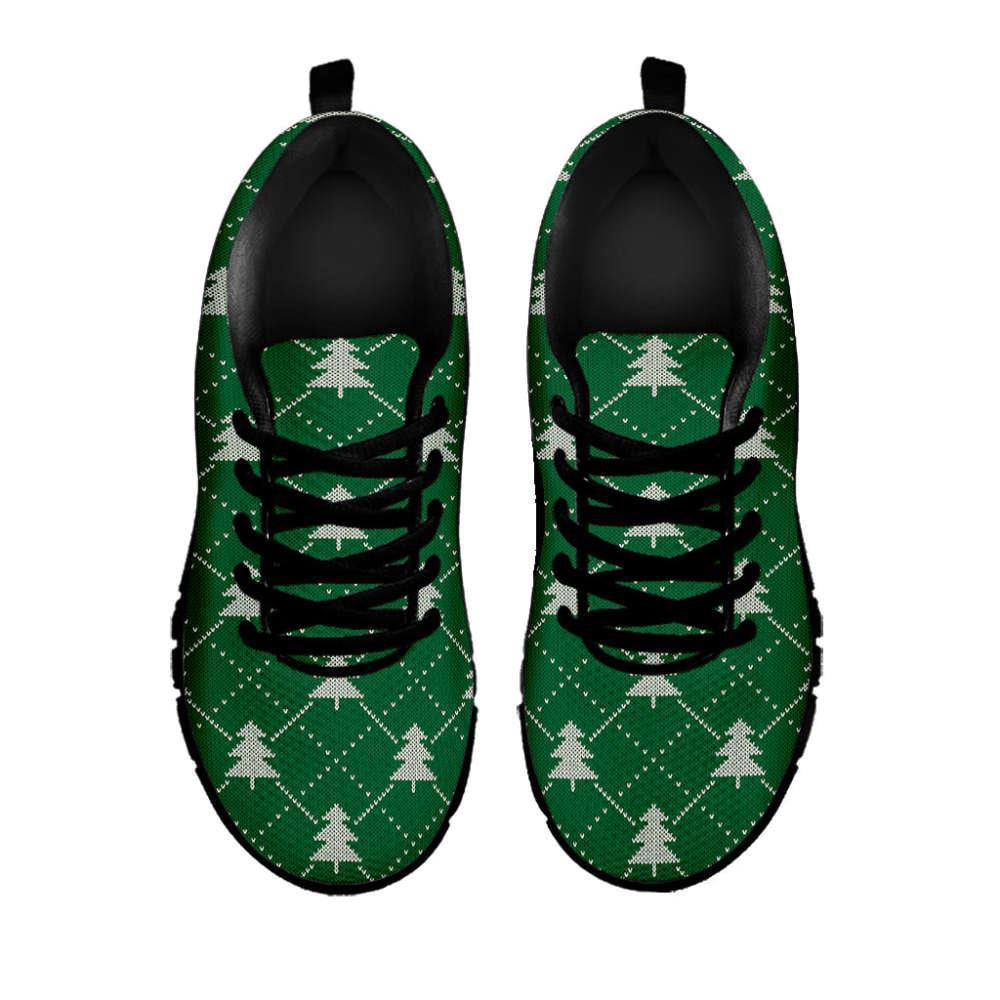 Christmas Tree Knitted Pattern Print Shoes Sneaker, Christmas Shoes, Chistmas Sneaker, Christmas Running Shoes